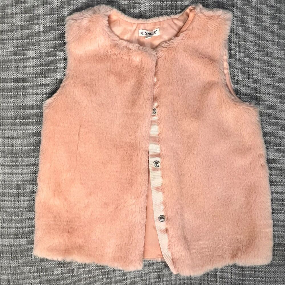 Kate Mack Toddler Faux Fur Vest Pink Sleeveless Cozy Layer Size 4 Boutique Chic
